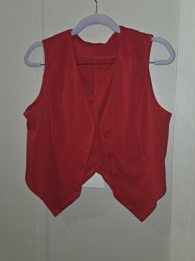 Red Button Front Vest